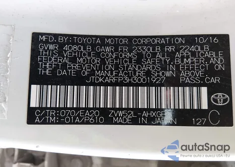 2017 Toyota Prius Prime Advanced from USA, damaged, VIN JTDKARFP3H3001927